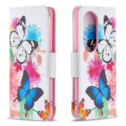 Housse Huawei P50 Pro Papillons et Fleurs Peints