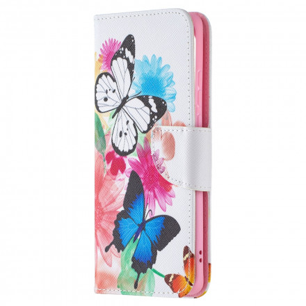 Housse Huawei P50 Pro Papillons et Fleurs Peints Housse Huawei P50 Pro Papillons et Fleurs Peints