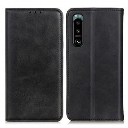 Flip Cover Sony Xperia 5 III Cuir Fendu Élégance Flip Cover Sony Xperia 5 III Cuir Fendu Élégance