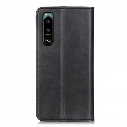 Flip Cover Sony Xperia 5 III Cuir Fendu Élégance Flip Cover Sony Xperia 5 III Cuir Fendu Élégance