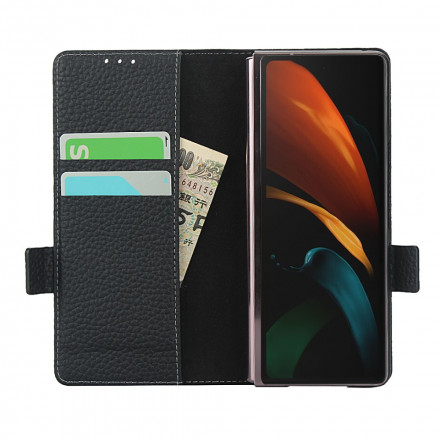 Housse Samsung Galaxy Z Fold2 Cuir Litchi Véritable Housse Samsung Galaxy Z Fold2 Cuir Litchi Véritable