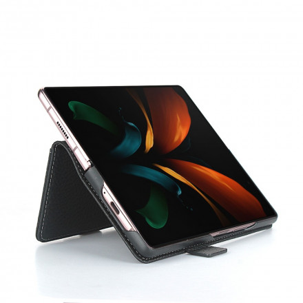 Housse Samsung Galaxy Z Fold2 Cuir Litchi Véritable Housse Samsung Galaxy Z Fold2 Cuir Litchi Véritable