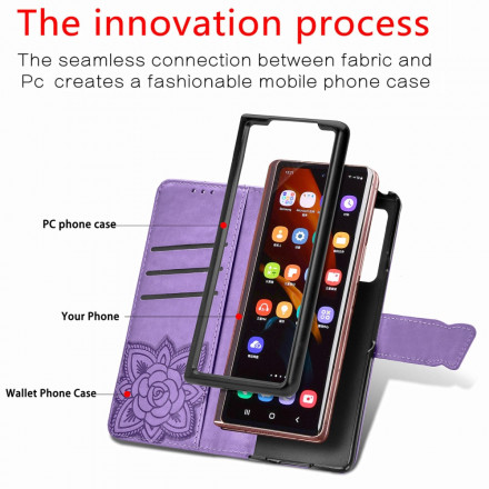 Housse Samsung Galaxy Z Fold2 Papillon Design avec Lanière