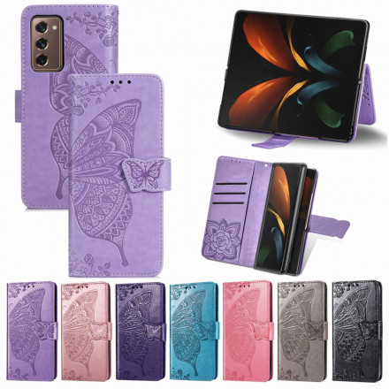 Housse Samsung Galaxy Z Fold2 Papillon Design avec Lanière