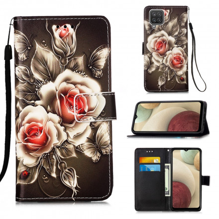 Housse Samsung Galaxy M12 / A12 Roses Dorées Housse Samsung Galaxy M12 / A12 Roses Dorées