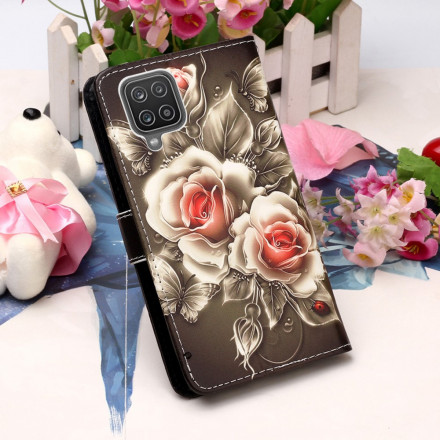 Housse Samsung Galaxy M12 / A12 Roses Dorées Housse Samsung Galaxy M12 / A12 Roses Dorées
