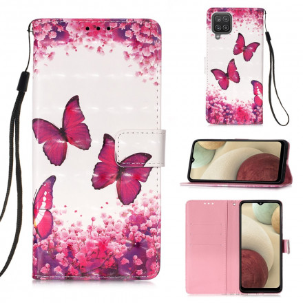 Housse Samsung Galaxy A12 / M12 Papillons Rouges Housse Samsung Galaxy A12 / M12 Papillons Rouges