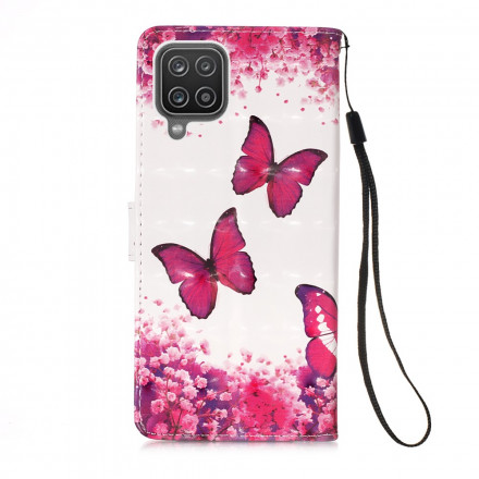 Housse Samsung Galaxy A12 / M12 Papillons Rouges Housse Samsung Galaxy A12 / M12 Papillons Rouges