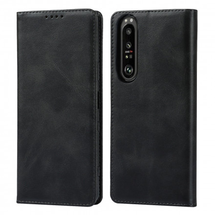 Flip Cover Sony Xperia 1 III Cuir Véritable Classique Flip Cover Sony Xperia 1 III Cuir Véritable Classique