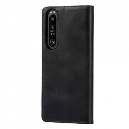 Flip Cover Sony Xperia 1 III Cuir Véritable Classique