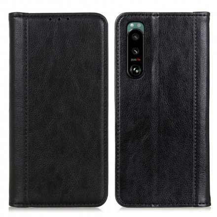 Flip Cover Sony Xperia 5 III Cuir Litchi Fendu Classique Flip Cover Sony Xperia 5 III Cuir Litchi Fendu Classique