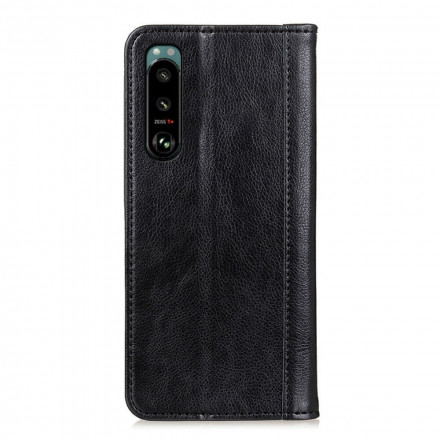 Flip Cover Sony Xperia 5 III Cuir Litchi Fendu Classique Flip Cover Sony Xperia 5 III Cuir Litchi Fendu Classique