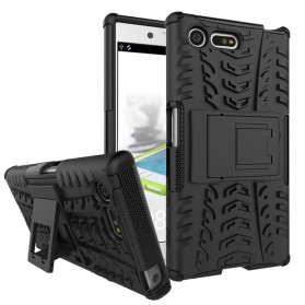 LEMORRY pour Sony Xperia X Compact Etui Gaufré Cuir Flip Portefeuille Pochette Mince Bumper Protecteur Magnétique Fente Carte Silicone TPU Housse Cover Coque Chanceux Trèfle Pourpre 