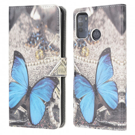Housse Moto G50 Papillon Bleu Housse Moto G50 Papillon Bleu