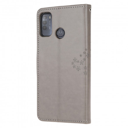 Housse Moto G50 Arbre et Hiboux à Lanière Housse Moto G50 Arbre et Hiboux à Lanière