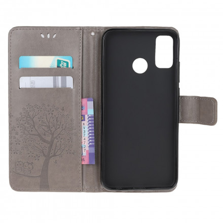 Housse Moto G50 Arbre et Hiboux à Lanière Housse Moto G50 Arbre et Hiboux à Lanière
