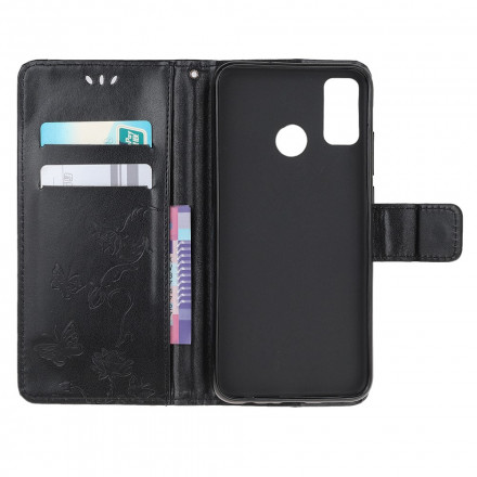 Housse Moto G50 Papillons et Fleurs à Lanière Housse Moto G50 Papillons et Fleurs à Lanière