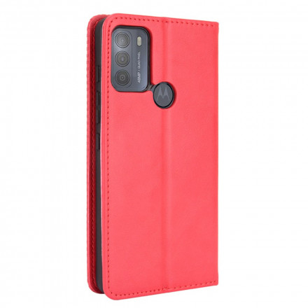 Flip Cover Moto G50 Effet Cuir Vintage Stylisé Flip Cover Moto G50 Effet Cuir Vintage Stylisé