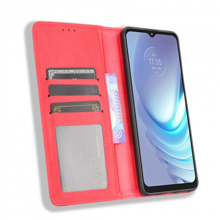 Flip Cover Moto G50 Effet Cuir Vintage Stylisé Flip Cover Moto G50 Effet Cuir Vintage Stylisé