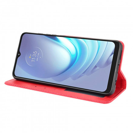 Flip Cover Moto G50 Effet Cuir Vintage Stylisé Flip Cover Moto G50 Effet Cuir Vintage Stylisé