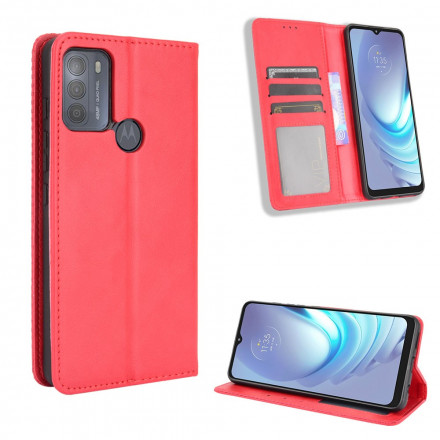 Flip Cover Moto G50 Effet Cuir Vintage Stylisé Flip Cover Moto G50 Effet Cuir Vintage Stylisé