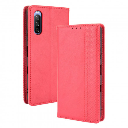 Flip Cover Sony Xperia 10 III Effet Cuir Vintage Stylisé