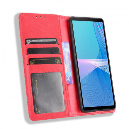 Flip Cover Sony Xperia 10 III Effet Cuir Vintage Stylisé Flip Cover Sony Xperia 10 III Effet Cuir Vintage Stylisé