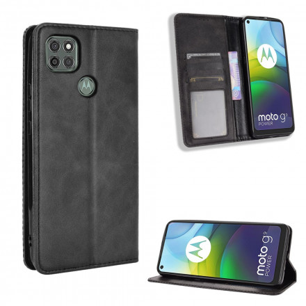 Flip Cover Moto G9 Power Effet Cuir Vintage Stylisé Flip Cover Moto G9 Power Effet Cuir Vintage Stylisé