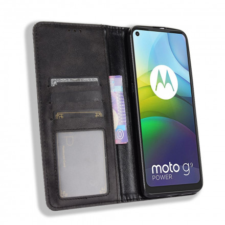 Flip Cover Moto G9 Power Effet Cuir Vintage Stylisé