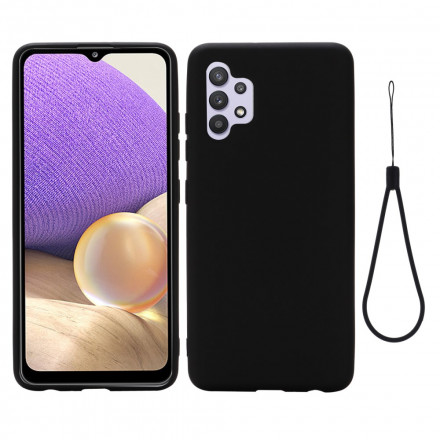 Coque Samsung Galaxy A32 4G Silicone Liquide Avec Lanière Coque Samsung Galaxy A32 4G Silicone Liquide Avec Lanière