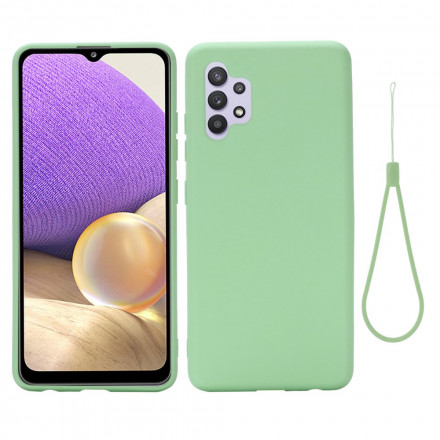 Coque Samsung Galaxy A32 4G Silicone Liquide Avec Lanière Coque Samsung Galaxy A32 4G Silicone Liquide Avec Lanière