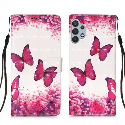 Housse Samsung Galaxy A32 4G Papillons Rouges Housse Samsung Galaxy A32 4G Papillons Rouges