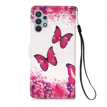 Housse Samsung Galaxy A32 4G Papillons Rouges Housse Samsung Galaxy A32 4G Papillons Rouges