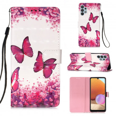 Housse Samsung Galaxy A32 4G Papillons Rouges Housse Samsung Galaxy A32 4G Papillons Rouges