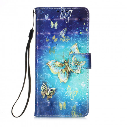 Housse Samsung Galaxy A32 4G Papillons Dorés Lanière Housse Samsung Galaxy A32 4G Papillons Dorés Lanière