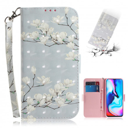 Housse Moto G9 Play Branche en Fleurs à Lanière Housse Moto G9 Play Branche en Fleurs à Lanière