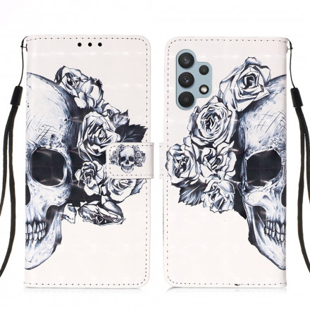 Housse Samsung Galaxy A32 4G Tête de Mort Fleurie Housse Samsung Galaxy A32 4G Tête de Mort Fleurie