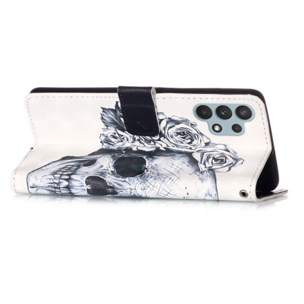 Housse Samsung Galaxy A32 4G Tête de Mort Fleurie Housse Samsung Galaxy A32 4G Tête de Mort Fleurie