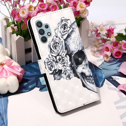 Housse Samsung Galaxy A32 4G Tête de Mort Fleurie Housse Samsung Galaxy A32 4G Tête de Mort Fleurie