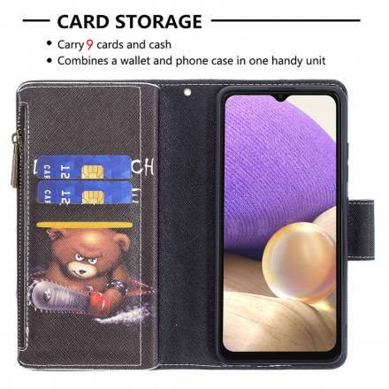Housse Samsung Galaxy A32 4G Poche Zippée Ours Housse Samsung Galaxy A32 4G Poche Zippée Ours