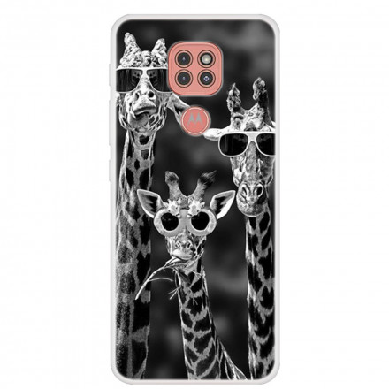 Coque Moto G9 Play Girafes à Lunettes