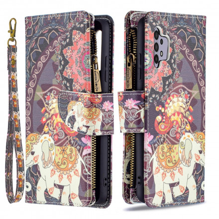 Housse Samsung Galaxy A32 4G Poche Zippée Éléphant Housse Samsung Galaxy A32 4G Poche Zippée Éléphant