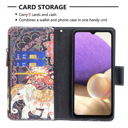 Housse Samsung Galaxy A32 4G Poche Zippée Éléphant Housse Samsung Galaxy A32 4G Poche Zippée Éléphant