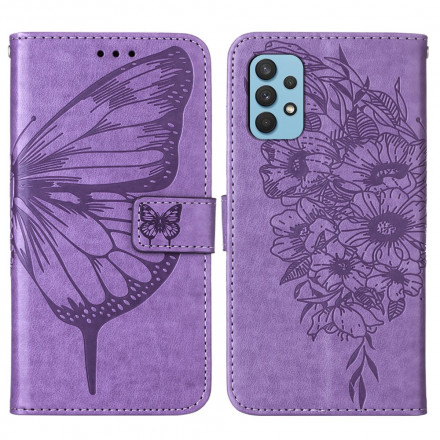 Housse Samsung Galaxy A32 4G Papillon Design avec Lanière Housse Samsung Galaxy A32 4G Papillon Design avec Lanière
