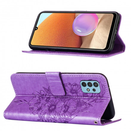 Housse Samsung Galaxy A32 4G Papillon Design avec Lanière Housse Samsung Galaxy A32 4G Papillon Design avec Lanière