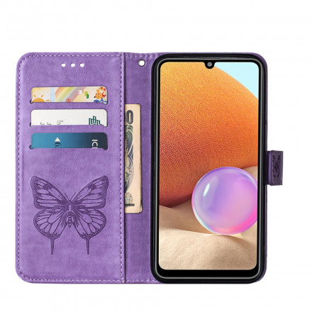 Housse Samsung Galaxy A32 4G Papillon Design avec Lanière