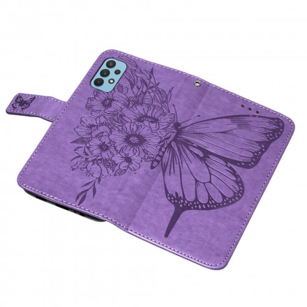 Housse Samsung Galaxy A32 4G Papillon Design avec Lanière Housse Samsung Galaxy A32 4G Papillon Design avec Lanière