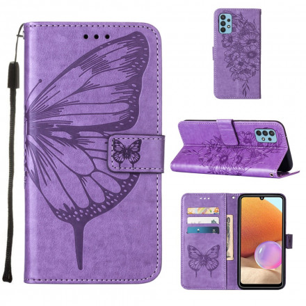 Housse Samsung Galaxy A32 4G Papillon Design avec Lanière Housse Samsung Galaxy A32 4G Papillon Design avec Lanière