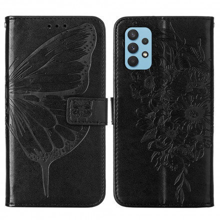 Housse Samsung Galaxy A32 4G Papillon Design avec Lanière Housse Samsung Galaxy A32 4G Papillon Design avec Lanière
