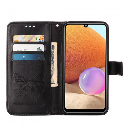 Housse Samsung Galaxy A32 4G Papillon Design avec Lanière Housse Samsung Galaxy A32 4G Papillon Design avec Lanière